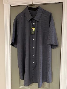 Murano Navy Microdot Short Sleeve Button-Down Shirt